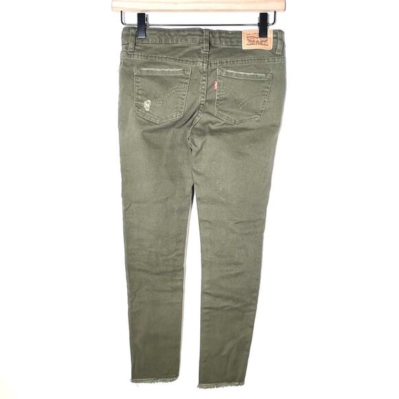Levi’s 710 super skinny green distressed jeans w unfinished hem sz 10 youth B147 - Picture 4 of 4